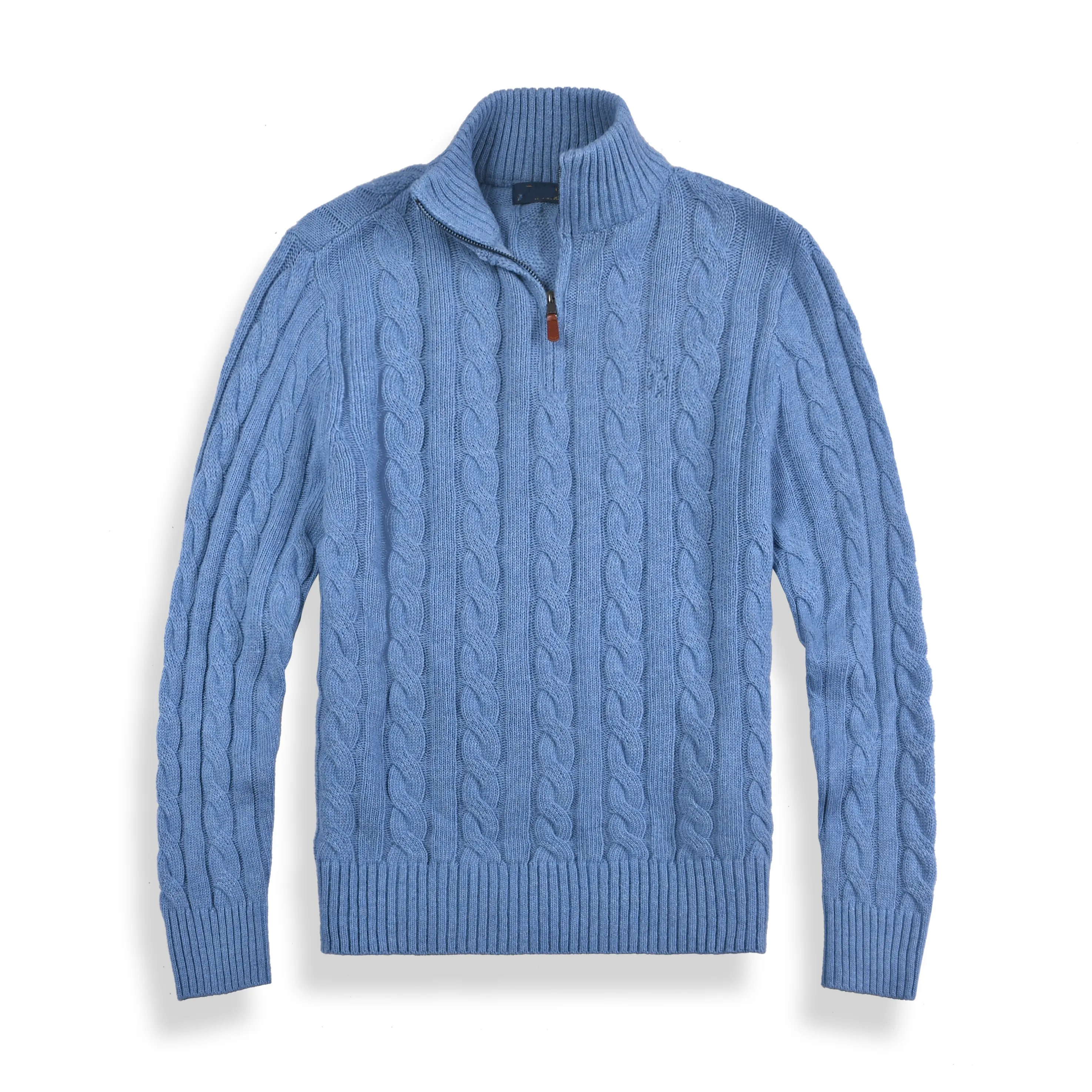 Grossistpaket mail 2102 bitar av nya polos skjortor i hösten och vintern Europe och America Men's Long Sleeved Casual Cotton Large Fashion Sweater Sweaters S-2XL