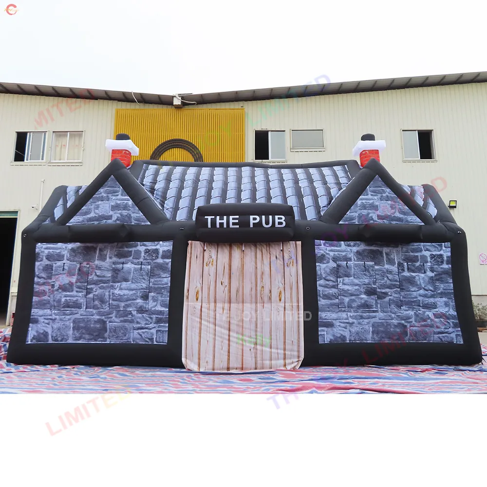 Free Ship Advertising Inflatables activités de plein air 8x5m 10x5m bar gonflable local anglais traditionnel pub impression complète tente de pub irlandais pour la fête