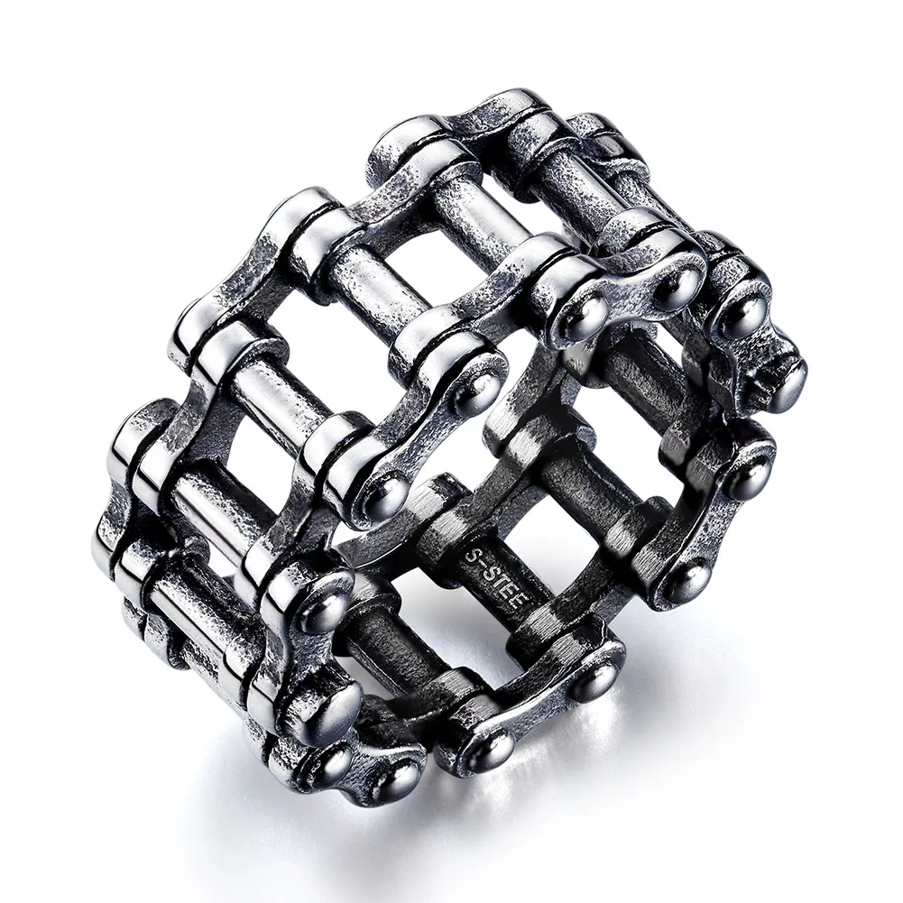 Hip Hop Stainless Steel Bike Motorcycle Chain Ring for Men Sports Finger Jewelrys