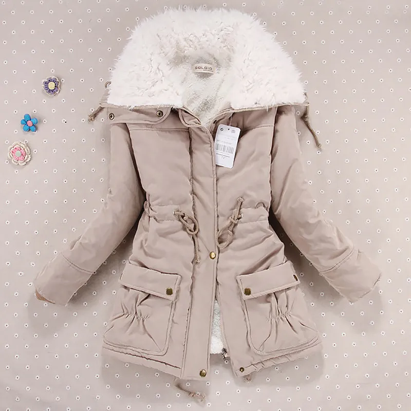 Thick Hooded Women's Down womens ski parka with Hair