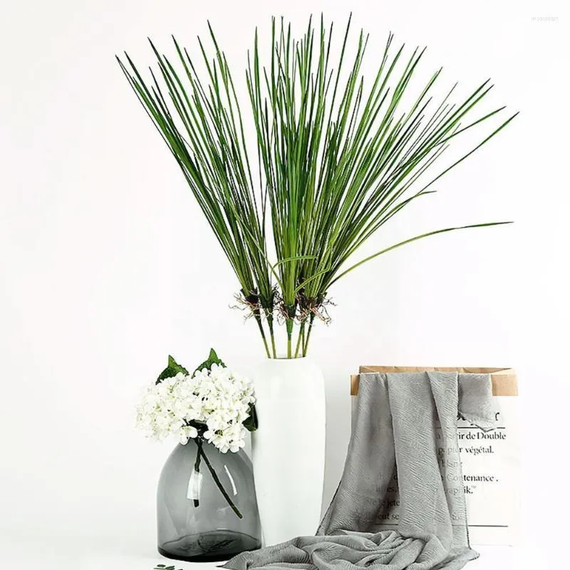 Fiori decorativi Fiore artificiale Vaso per piante verde Decorazione Ornamento Falso Accessori per erba domestica Desktop Plastica E0H2