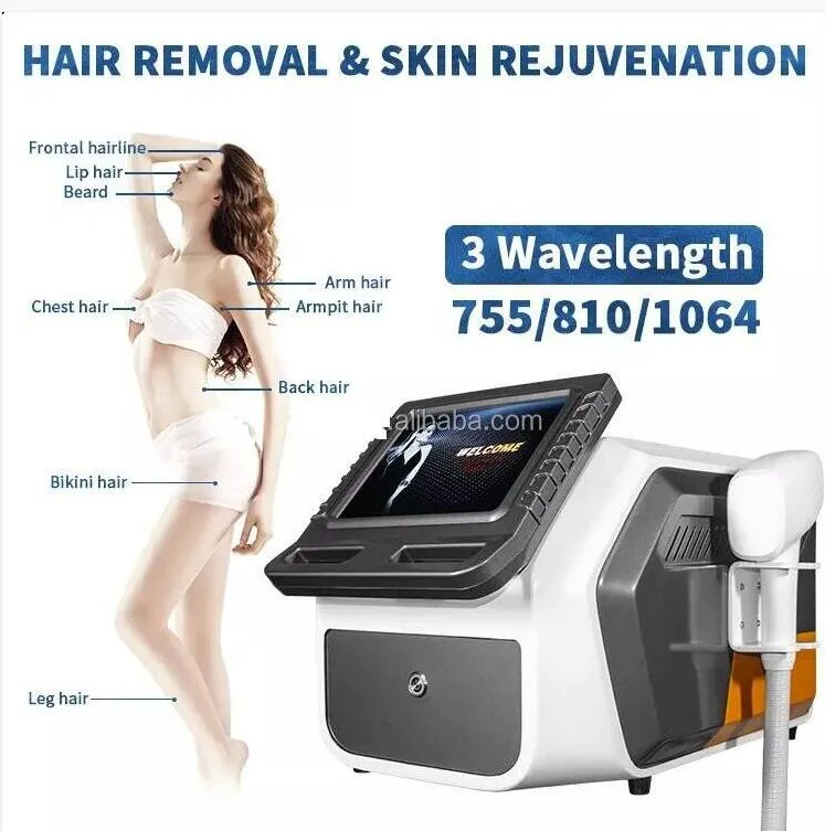 Clinique 810 machine d'épilation au laser à diode rajeunissement de la peau laser de glace 755nm 810nm 1064nm indolore avec système de refroidissement