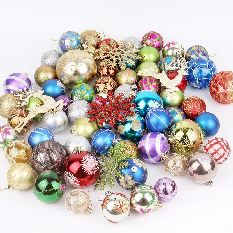 60-70 pcs Nouvel An Cadeau Joyeux Noël Boules Xmas Home Party Boule Suspendue Ornements D'arbre De Noël