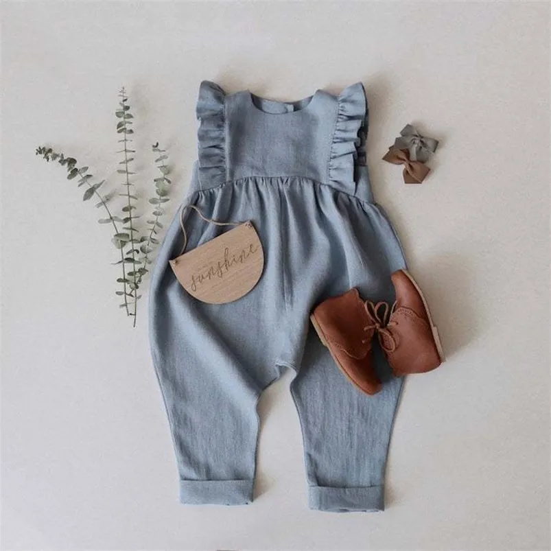 Overalls Baby Boys Girls Romper Summer Toddler born Infant Sleeveless Cotton Linen Jumpsuits Playsuits Overalls Outfits Infant Garment 220909