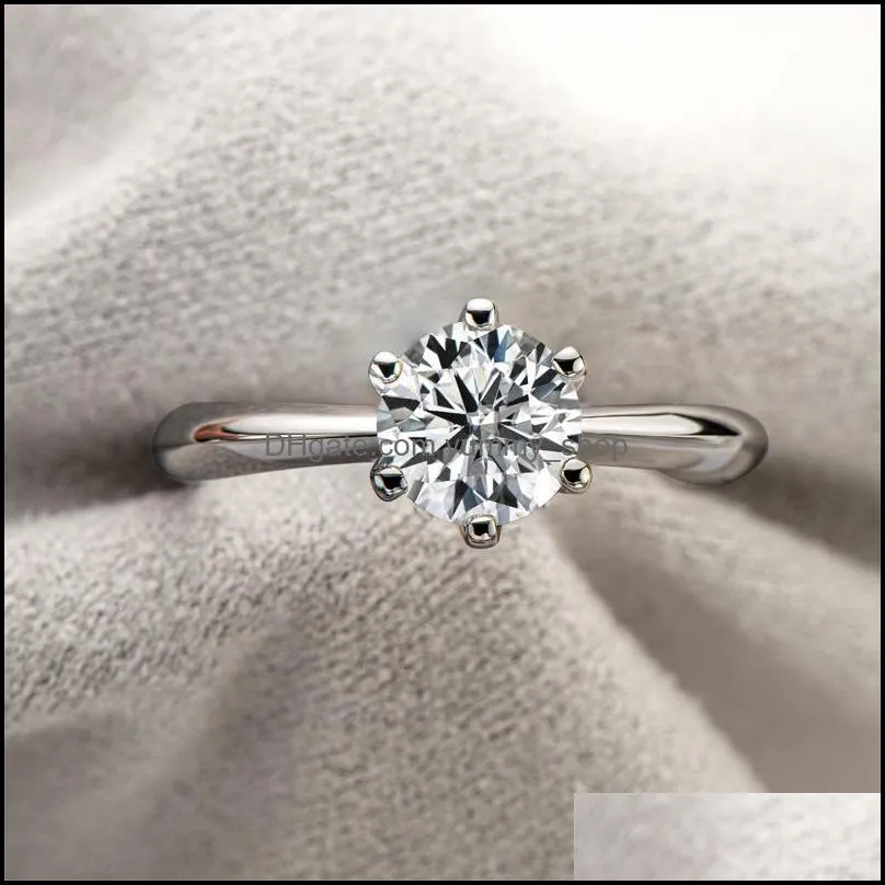 Womens Ring Moissanite Solitaire Engagement Wedding 925 Sterling Silver 18K Gold Plated Promise Wed Rings For Women