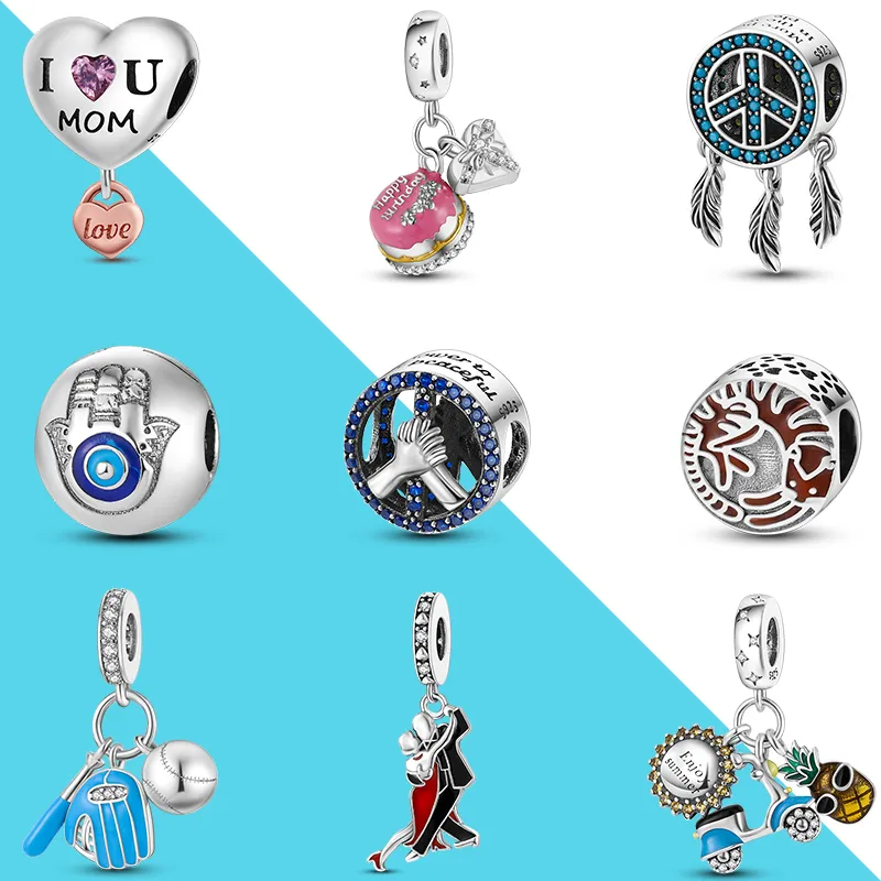 925 Silver Charm Beads Dangle DIY Gift For Friend Bead Fit Pandora Charms Bracelet DIY Jewelry Associory