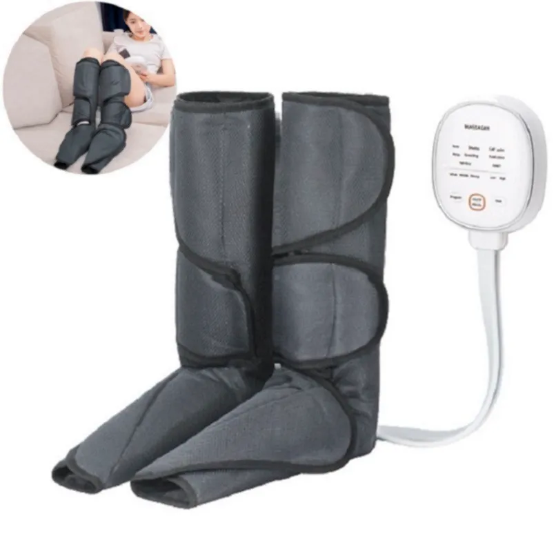 Air Compression Leg Massager Circulation Calf Foot Thigh Massage Muscle Massager Pain Relief With Heat Handheld Controller