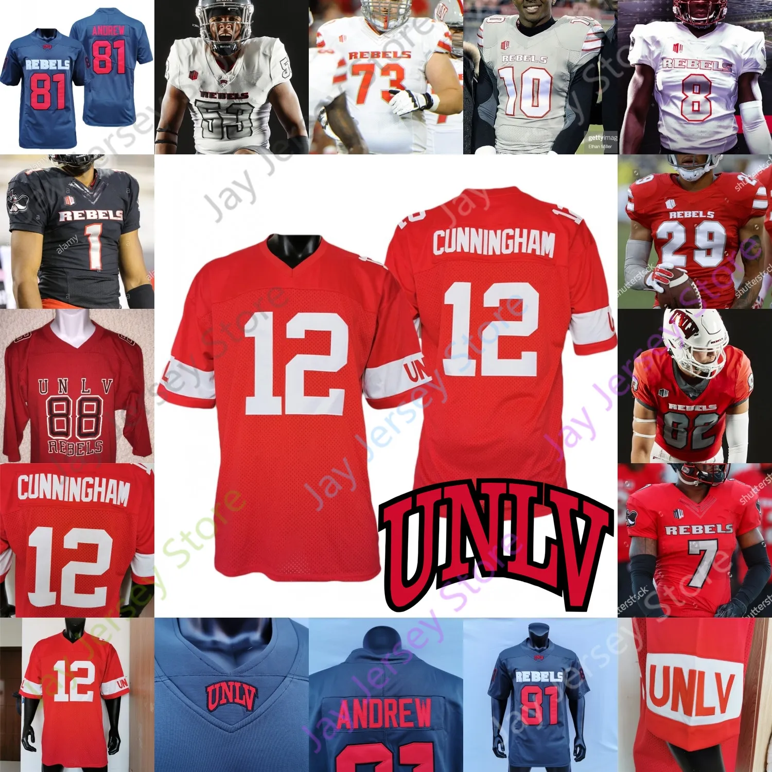 UNLV Rebels Football Jersey College D.JOHNSON Randall Cunningham Doug Brumfield Ricky White Aidan Robbins Friel Courtney Reese Younge-Humphrey Williams Weimer