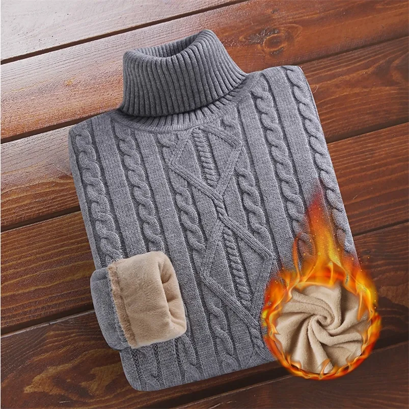 Мужские свитеры бархатный утолщенный свитер зимний палочий рубашка толстая вязаная теплая внутренняя одежда 220908