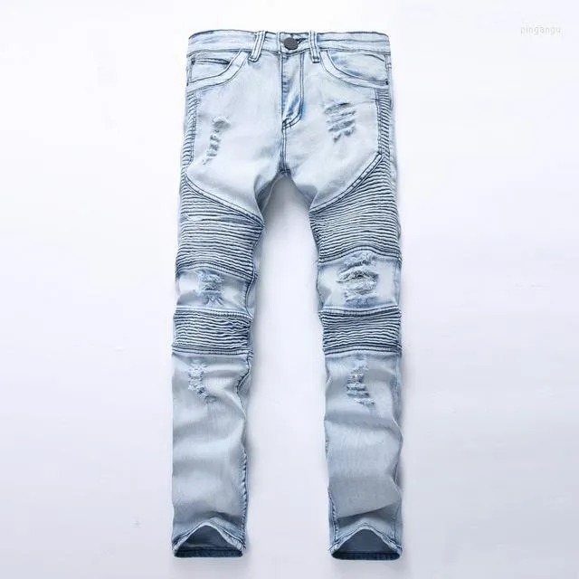 Jeans pour hommes 2022 Mode Hommes Biker Denim Homme Ripped Slim Fitness Hommes Sylish Casual Superstar