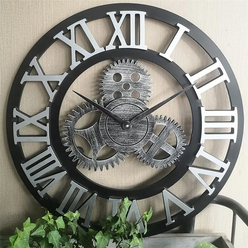 Sehr Große Vintage Wanduhr Im Retro-Design – 45 Cm Dekorative Uhr Für Wohnzimmer, Küche Oder Büro