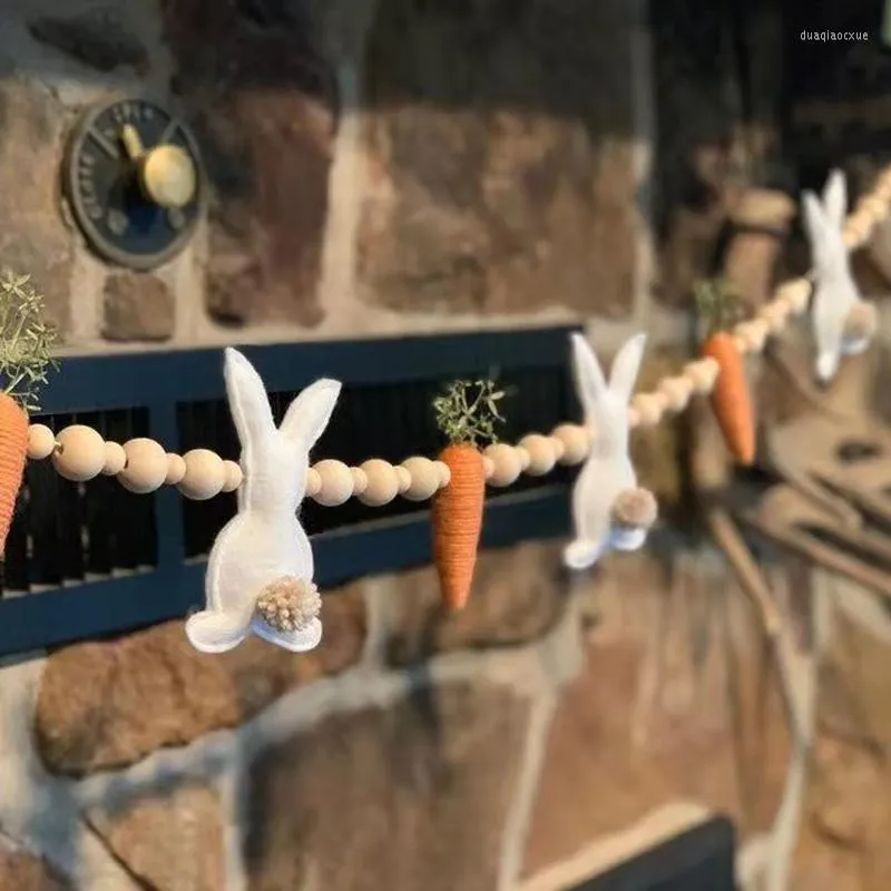 Flores decorativas, corona de zanahoria de Pascua, fiesta familiar feliz, chimenea, decoración colgante de pared, pancarta, adornos colgantes para habitación de niños