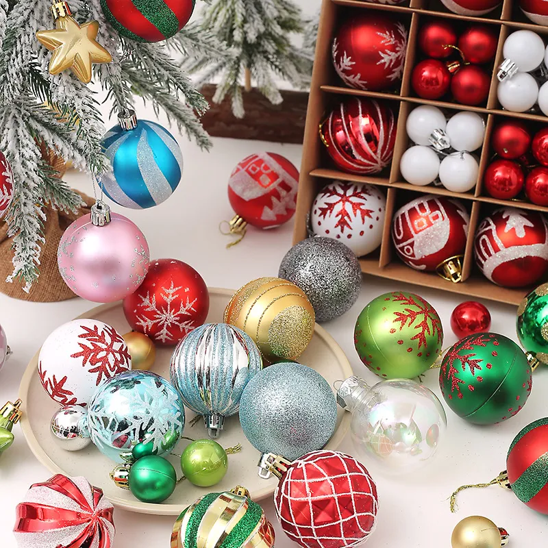 42/44 pièces boules de noël colorées ornements d'arbre de noël pendentifs suspendus décor à la maison cadeaux de nouvel an Noel Navidad