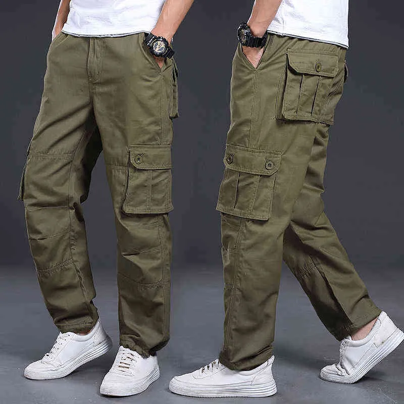 Pantalons pour hommes Pantalons de travail Cargo Hommes Classique Large Armée Vert Multi Poche Pantalon Tactique En Plein Air Pantalon Droit Casual T220909