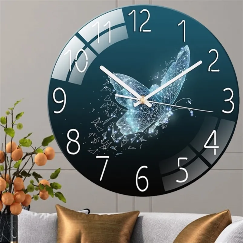 Horloges murales Horloges de style européen créatif salon horloge murale perforée gratuite ménage silencieux chambre horloge à quartz 220909