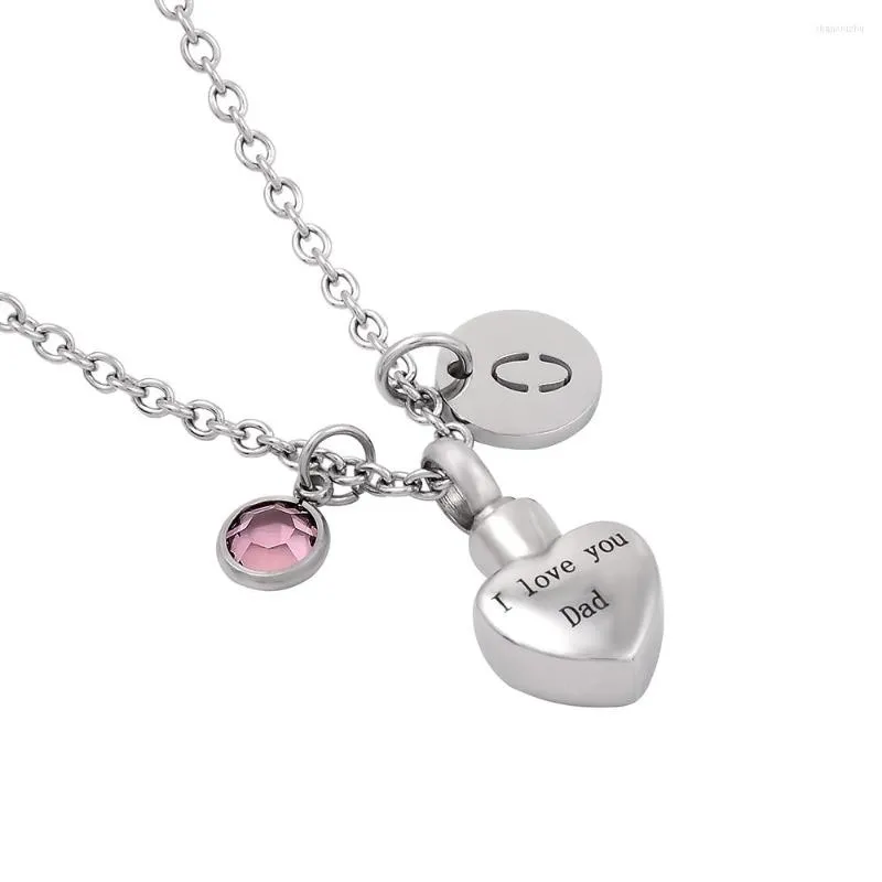 Chains IJMD0060 I Love You Dad Heart Cremation Memorial Pendant Necklace For Ashes Urn Keepsake Jewelry