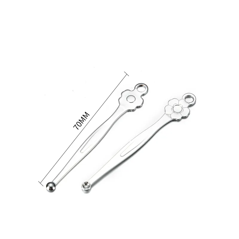 Outils de dabber de cire en métal argenté en forme de fleur mini outil de dab cuillère à bâton 70mm cure-oreille nettoyant pour réservoir de vape nettoyage herbe sèche 100pcs / lot bouteilles