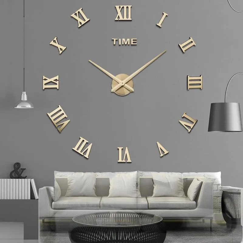 Zegary ścienne Specjalna oferta 3D Big Acryl Mirror Zegar ścienny DIY Kwarc Watch Still Life Clocks Nowoczesne domowe dekorację salonu naklejki 220909