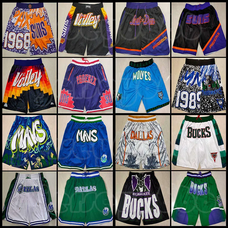 Men Mesh Team Throwback Just Don Stitched Face Basketball Shorts poches Mitchell Ness 1968 Western Eastern Running Sun Taille élastique Phoenixs Zipper Wear Hip Pop