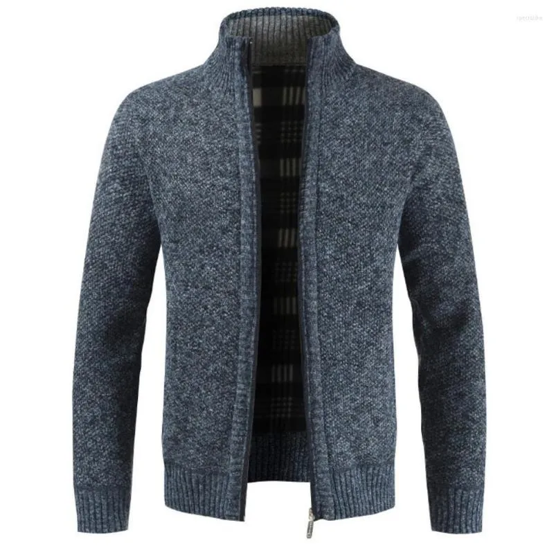 Maglioni da uomo Cappotti cardigan alla moda Autunno Inverno Uomo Maglione lavorato a maglia Tasche Fodera in peluche Cappotto caldo e sottile Zip intera spessa