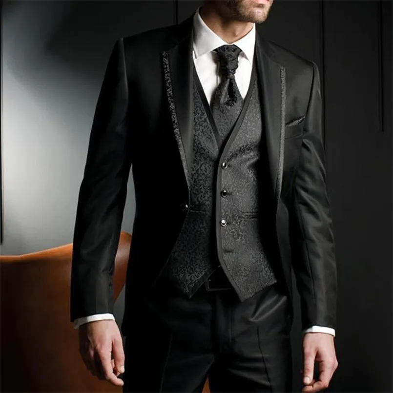 Męskie garnitury Blazers Floral Slim Fit Wedding Tuxedo for have 3 -Place Man Fashion Suits kurtka kamizelka z spodniami na notatce płaszcza kostiumu męskiego 220909