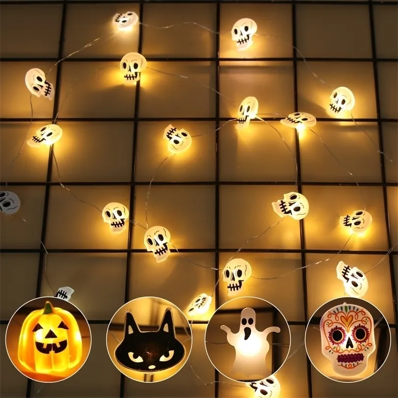 Décoration de fête Décorations d'Halloween Led Light String Lights LED Pumpkin Horror Ghost Festival Decor pour la maison Happy 220908