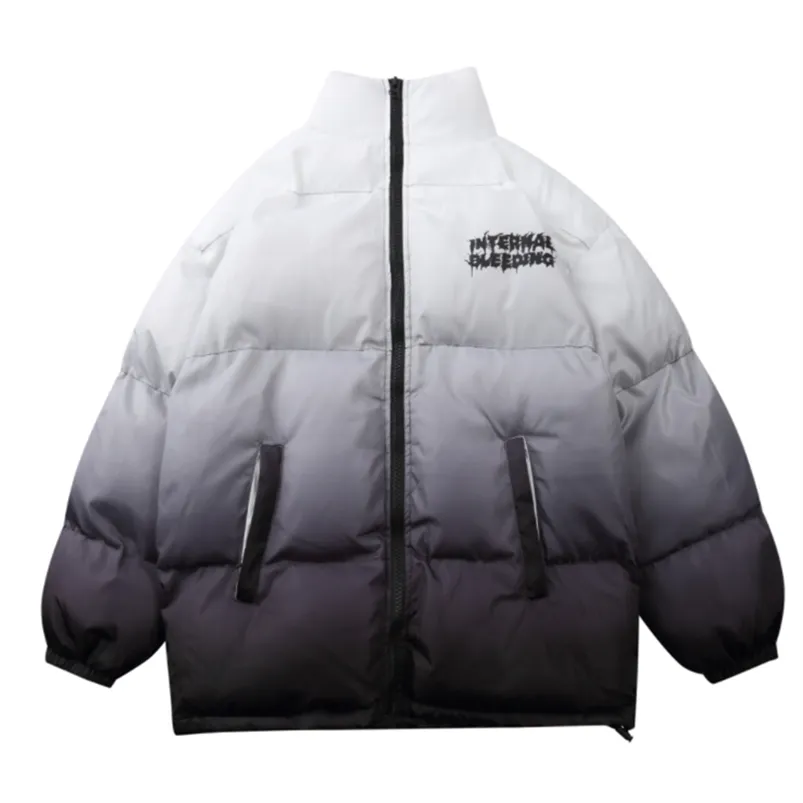 Parkas pour hommes Hip Hop veste surdimensionnée Parka dégradé Streetwear veste pour hommes Harajuku coton hiver veste rembourrée manteau vêtements d'extérieur chauds bleu 220909