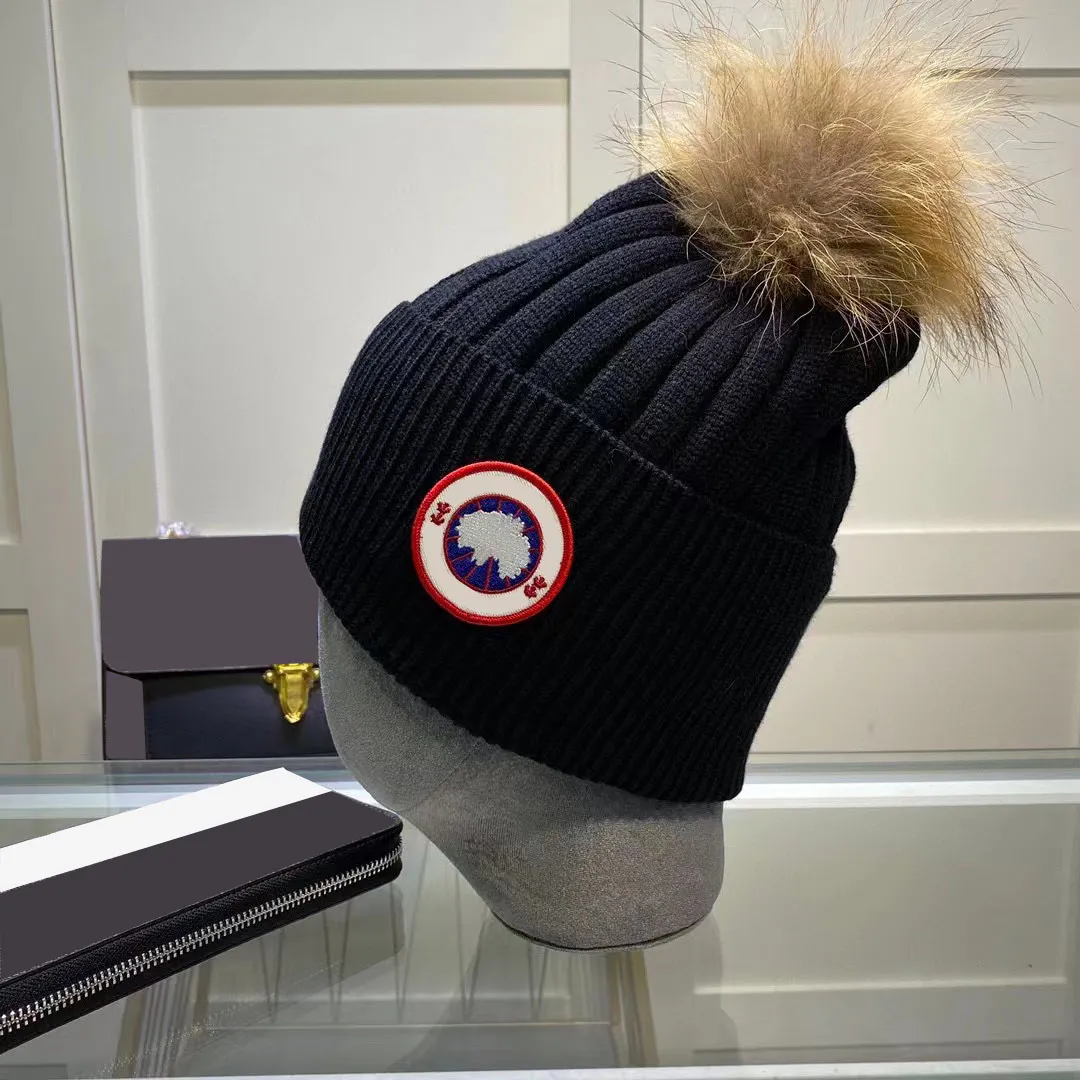 Chapéu de malha de designer ins populares chapéus de inverno do Canadá Letter goose Pom gorro gorro de lã quente esqui de inverno ao ar livre proteção contra frio 7 cores