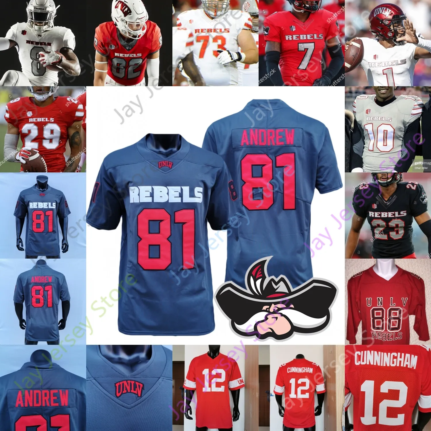 Nya fotbollströjor Unlv Rebels Football Jersey NCAA College Randall Cunningham Doug Brumfield Ricky White Aidan Robbins Friel Reese Youngehumphreyk ylew illiam