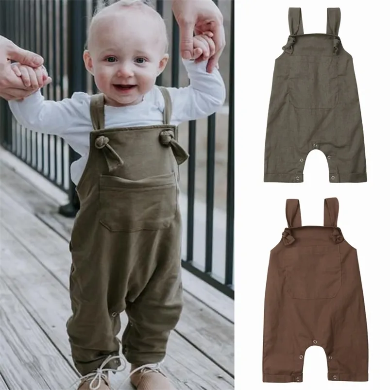 Salopette per neonati Pantaloni con bretelle Salopette Estate Ragazzi per ragazze Vestiti Senza maniche Tasca allentata casual Tute per bambini Pagliaccetto 0-24M 220909