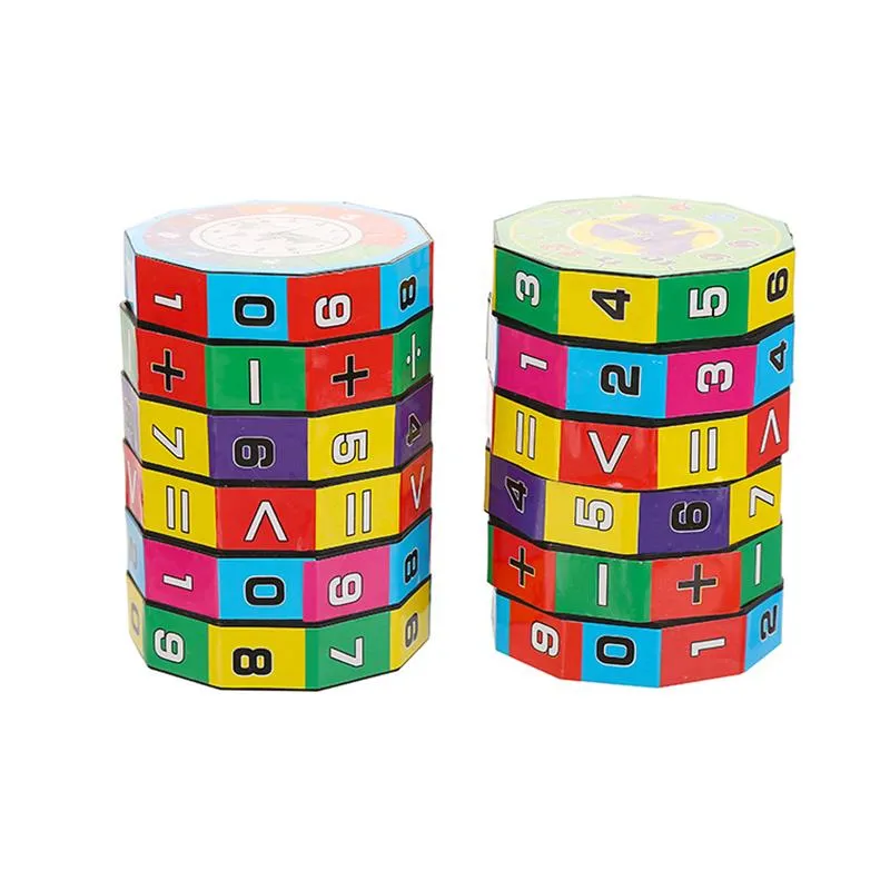 Children Early Educational Toys 6 Layers Mathematics Cube Detachable Arithmetic Cylinders Number Cube for Students Kids Gift