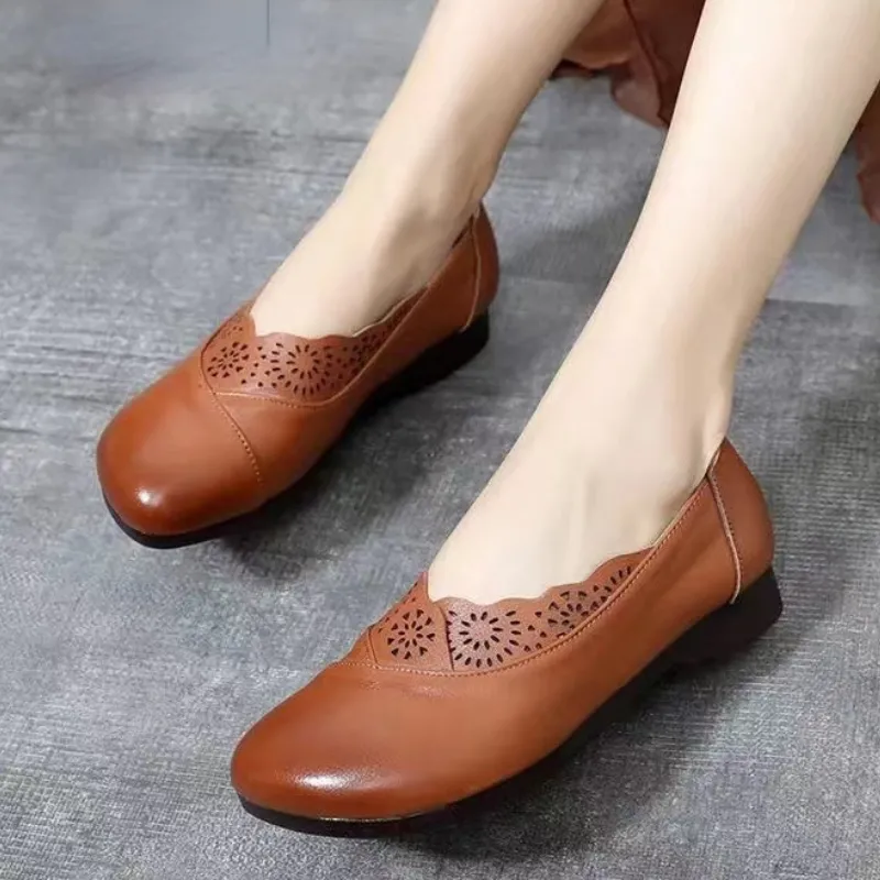 Vrouwen Schoenen Flats Oxford Loafers Moeder Schoen Sport 2022 Nieuwe Echt Lederen Schoenen Vrouw Slip Op Mocassins Vrouwen Lente Herfst