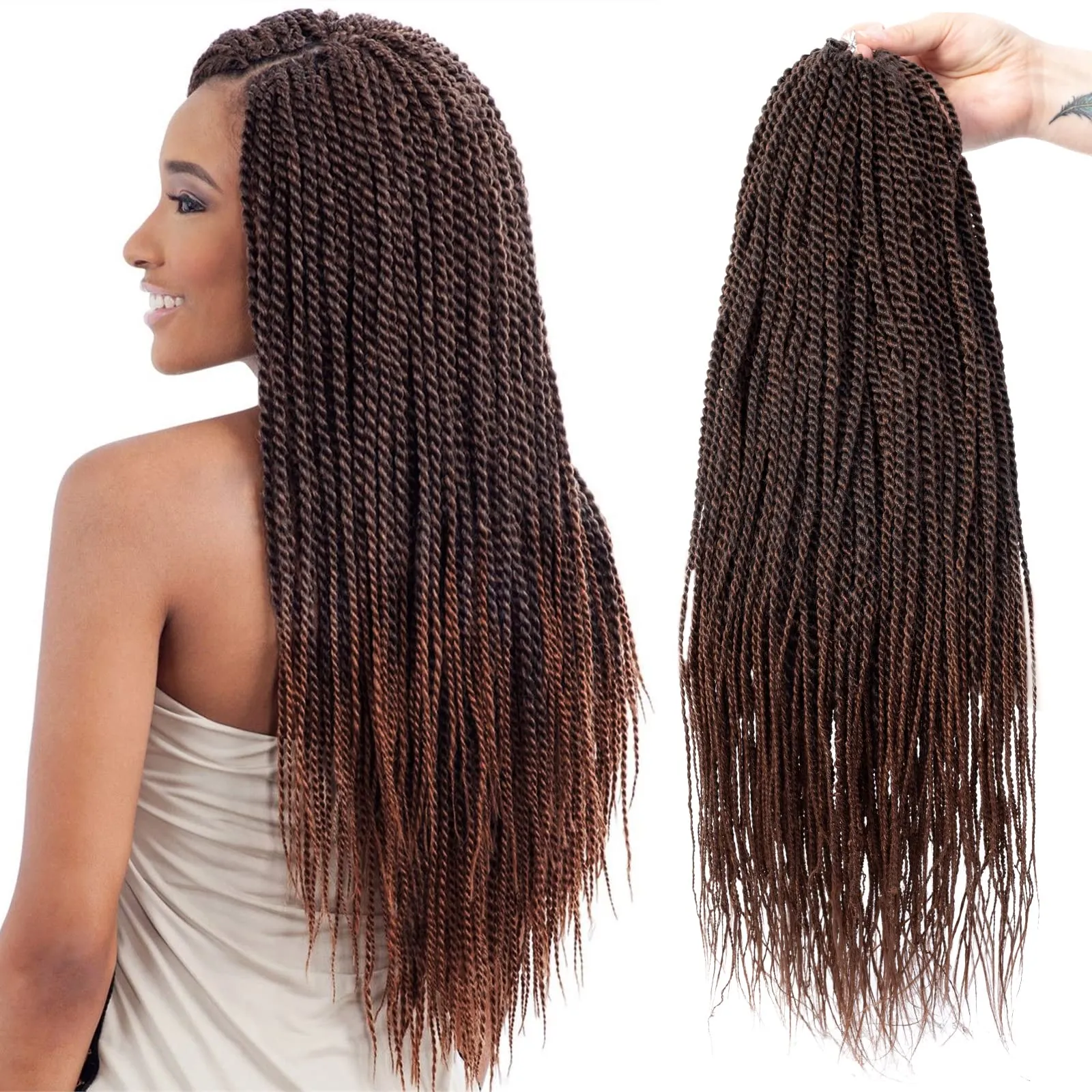 18/22" Senegalese Twist Crochet Hair Kleine Twists Zöpfe Senegalese Twist Braiding Crotchet Hair 30 Ständer/Packung für schwarze Frauen LS23