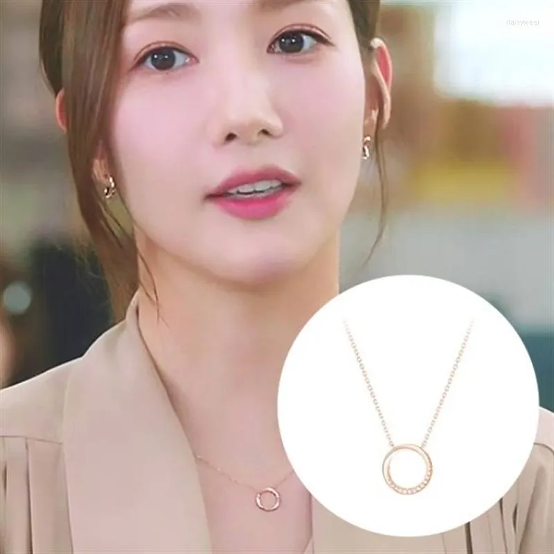 Pendant Necklaces S925 CIRCLE Park Min Young People From The Meteorological Agency Necklace Korean Drama For Women Jewelry Choker Mujer