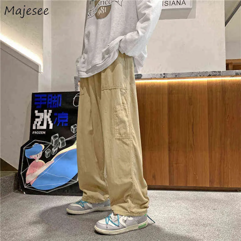 Мужские брюки повседневные брюки мужчины сплошные карманы дизайн моды подростки All-Match Populate Harajuku Bottoms Simple Loose Impire Spring New T220909