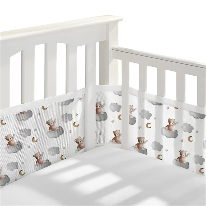 Bed Rails 2pcsset Summer Breattable Baby Crib stötfångare Säkerhetskrasch Bed Bed Stulends Bedding Set Rails Anti Fall Down 340160x30CM 220909