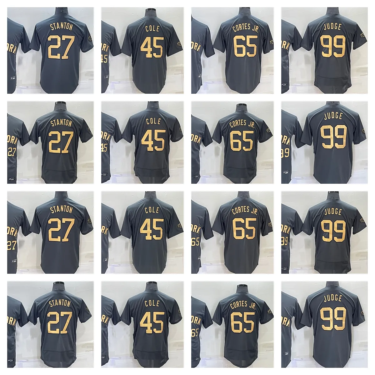 Koszulka baseballowa All-Star 2022 27 Giancarlo Stanton 45 Gerrit Cole 99 Aaron Judge 65 Nestor Cortes Stitched Jerseys