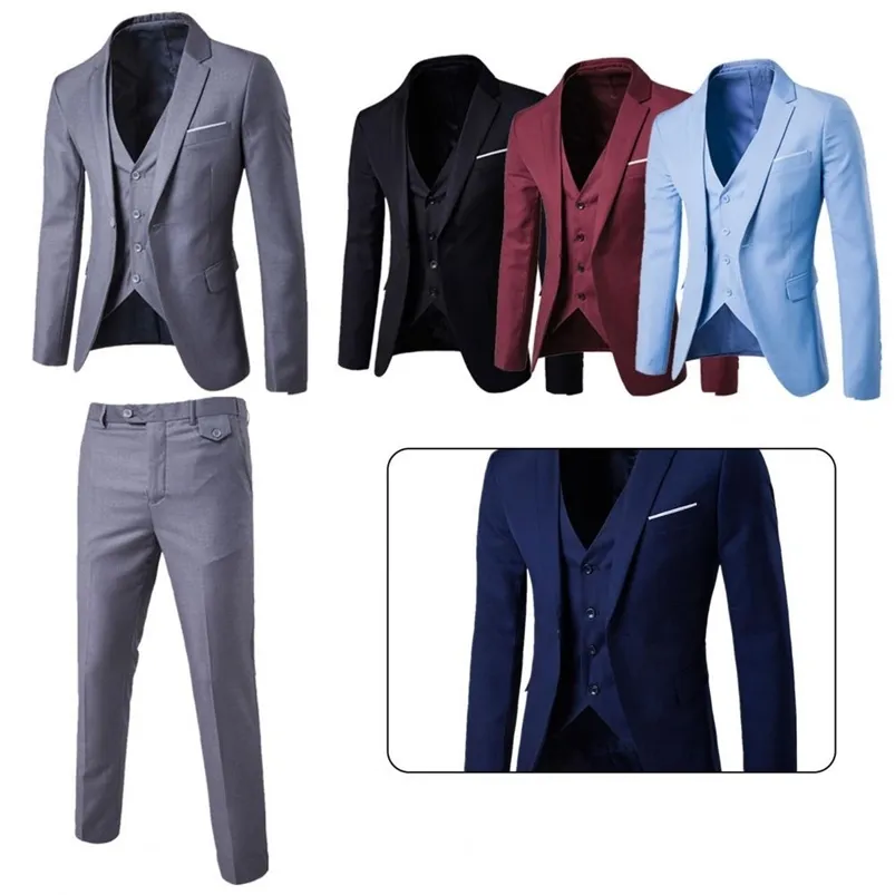 Herrdräkter Blazers Four Seasons 1 Set Stylish Korean Style Jacket dragkedja Flybyxor Soft Blazer Pants Lapel för bröllop 220909