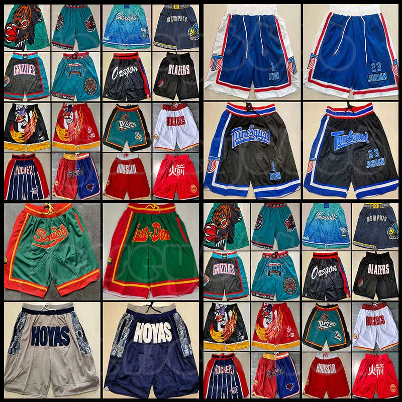 Men mesh Team Throwback Just Don Stitched Face NCAA 1 23 Wolverines Black Blue Basketball Shorts Pockets Charlottes Mitchell Ness Hornet Western Eastern Hip Pop