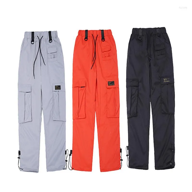 Pantalons pour hommes 19SS Hommes Femmes Hip Hop Stretch Sports High Street Casual Jogging Multi Poches Décoratif Orange Noir