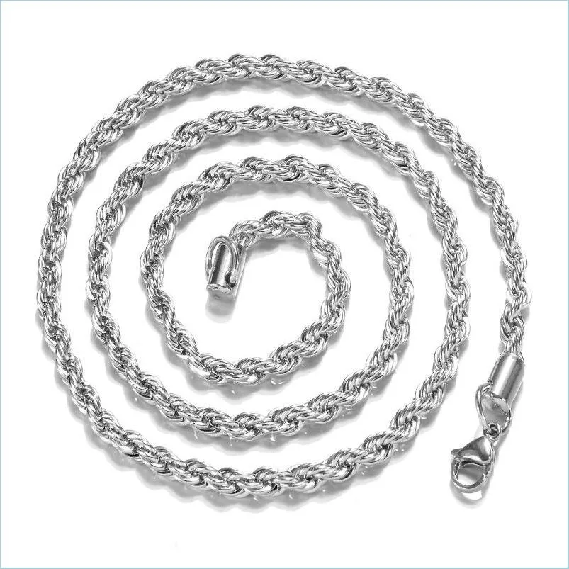 Chains High Quality 925 Sterling Sier Plated 2 Mm Flash Twisted Rope Chain Necklace Charm Unisex New Drop Delivery 2021 Jewelry Neckl Dh2Ks