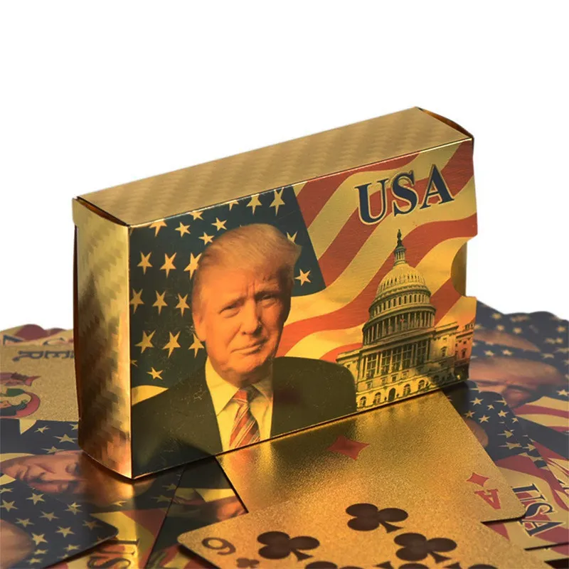 Party Favor President Trump Package Poker 24k Gold Playing Card Wear-resistant Texas Waterproof Magic Tricks Gift