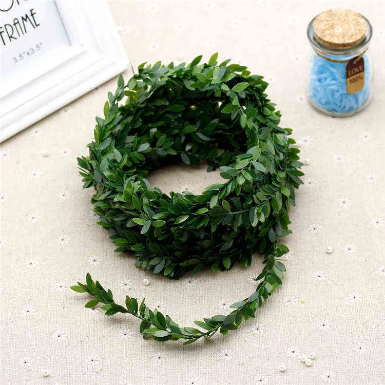 Faux kwiatowa zieleń 75 metrów Symulacja drut PVC pozostawia Garland Garland Green Liście Akcesoria rzemieślnicze Materiały Wreństwa J220906