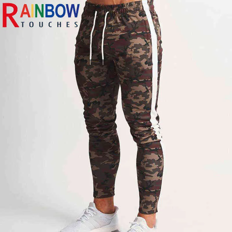 Pantaloni da uomo Rainbowtouches Leggings fitness da uomo Asciugatura rapida Splicing Side Stripe Large Pocket Camouflage Pantaloni sportivi T220909