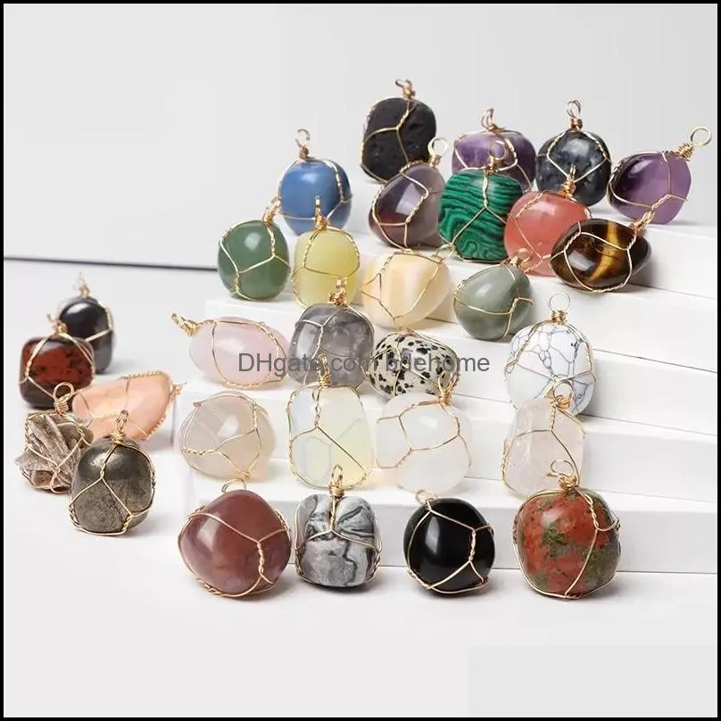 Charmos Irregar Pingents Natural Stone Pingents Whop Wap Charm para Jóias Fazendo Colar Bracelet Quartzs Mineral por atacado Del Del Dh7li