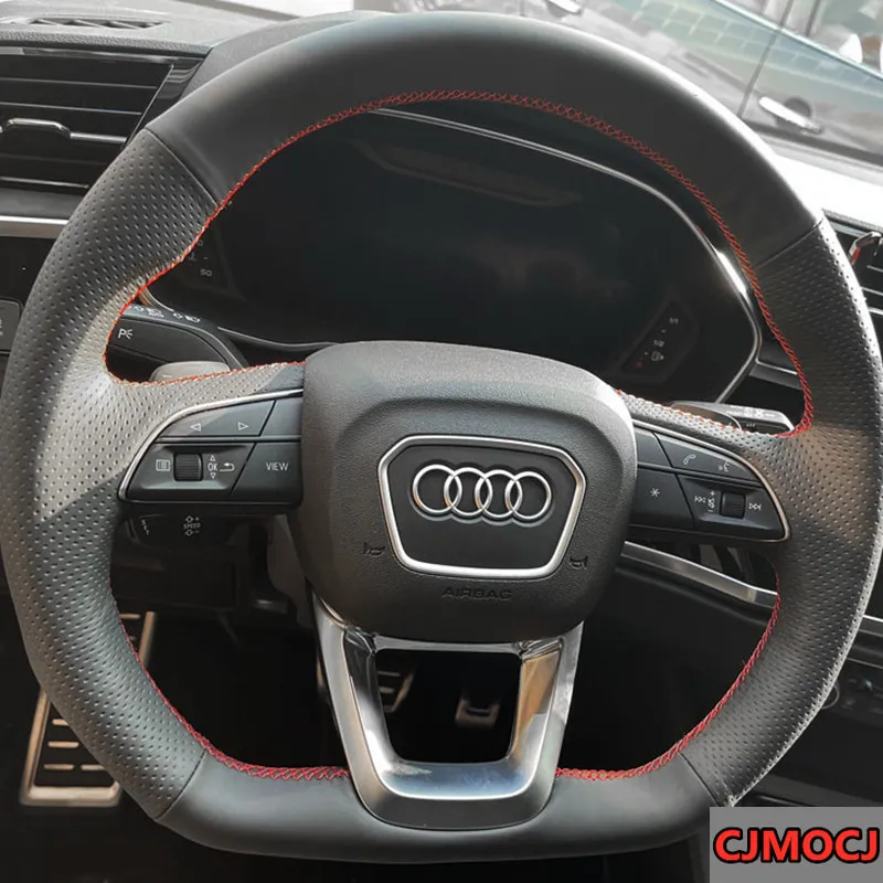 Niestandardowe skórzane zamszowe ręcznie szyte kierownicę do Audi A4L A3/A6L/Q5L/Q3/A5/Q7 A7 Wewnętrzne akcesoria samochodowe