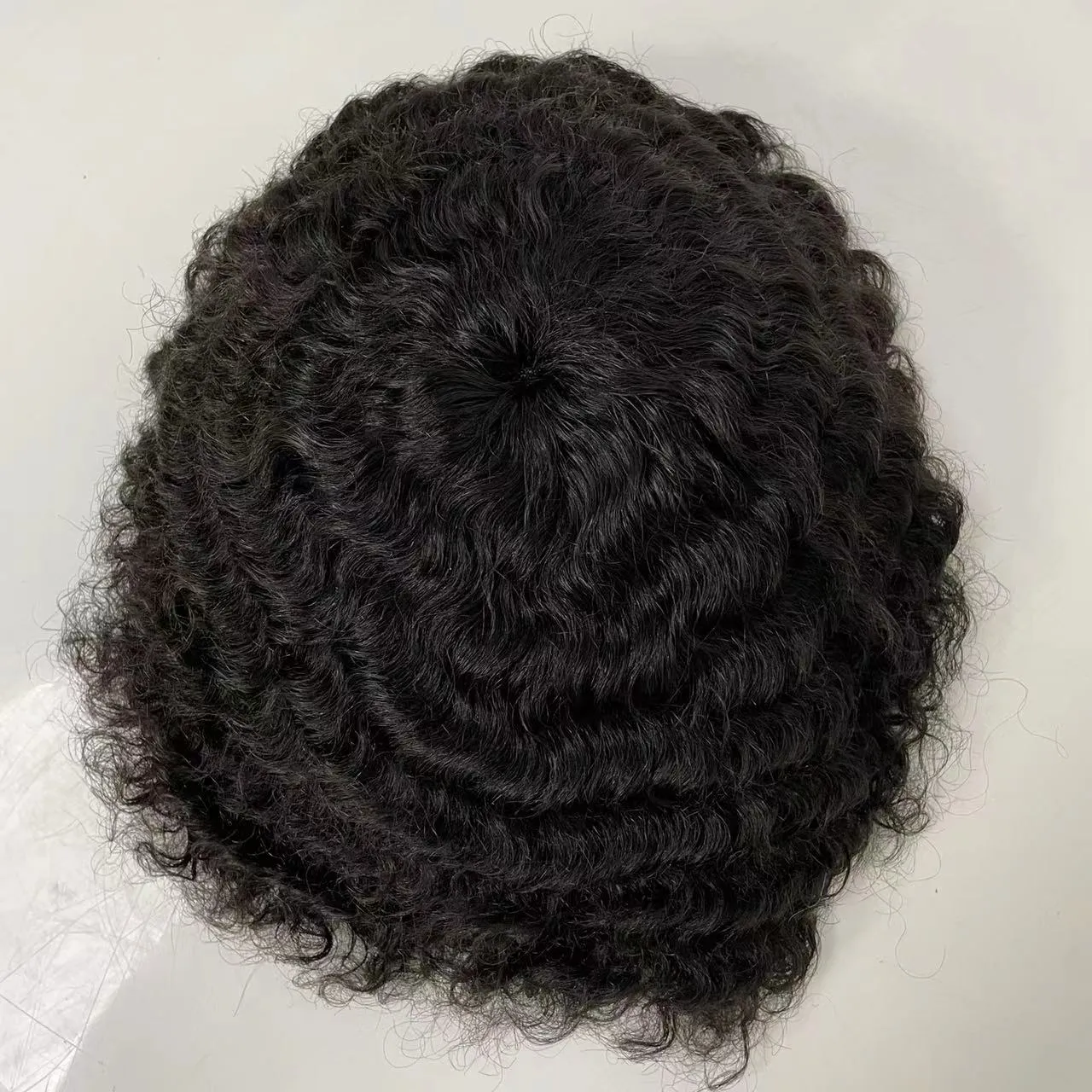 12mm Afro Wave Echthaarteile 8x10 Volle Spitze Toupet Für Schwarze Männer Schwarze Farbe Malaysisches Reines Remy Haarteile Afroamerikaner