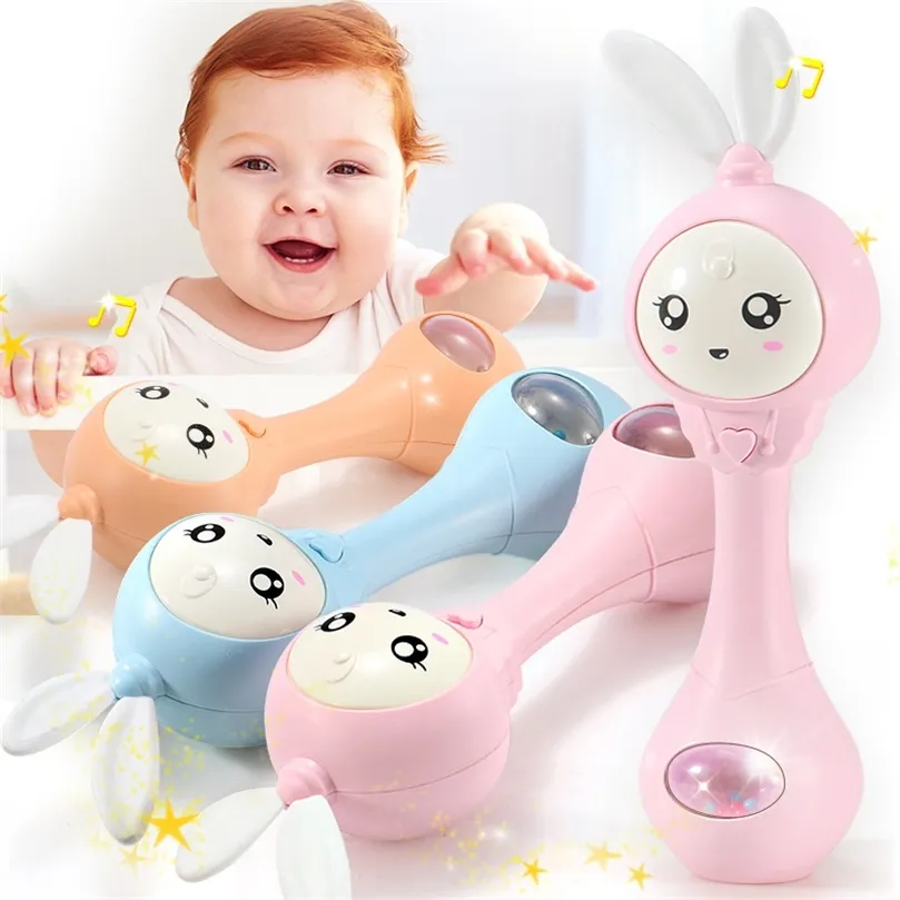 Sonagli Mobiles Baby Music Lampeggiante Rattle Toys Coniglio Massaggiagengive Hand Bells Mobile Infant Stop Weep Tear Sonagli nato Giocattolo educativo precoce 18M 220909