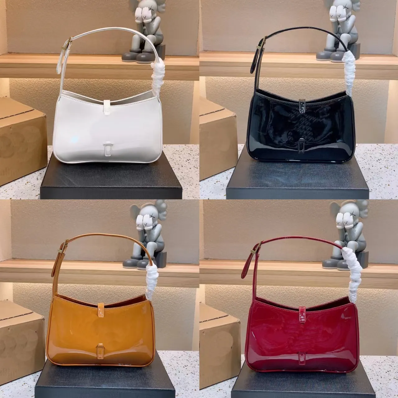 New Designerbag Luxury feminino Bolsas de ombro Bola Patente Designer de couro Crossbody Carteira Feminino Feminino 2022 High Quality Soll Color Undermand Bag