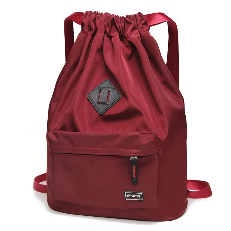 Womens Waterproof Nylon Drawstring Bag Travel Backpack Large Capacity Storage Bag Bundle Mouth Backpacks
